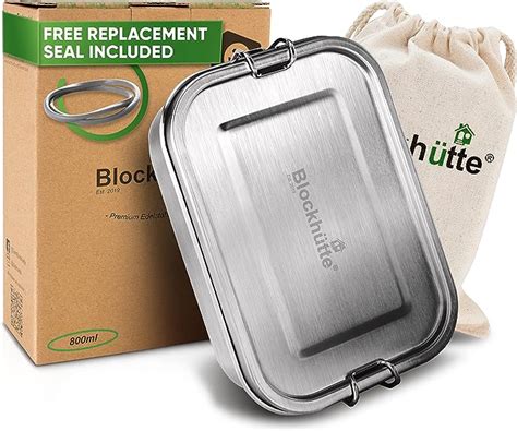 stainless steel lunch box leak proof rectangular|blockhuette stainless steel lunch box.